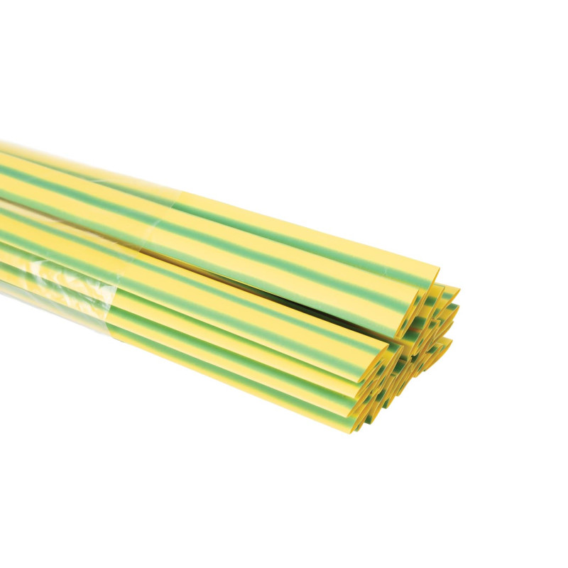 Gaine thermoretractable - 9.5 mm - vert/jaune - 25 pcs. Gaine thermoretractable - 9.5 mm - vert/jaune - 25 pcs.