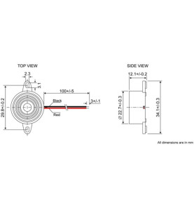 BUZZER SUBMINIATURE - CONNEXION DE FILS - Velleman
