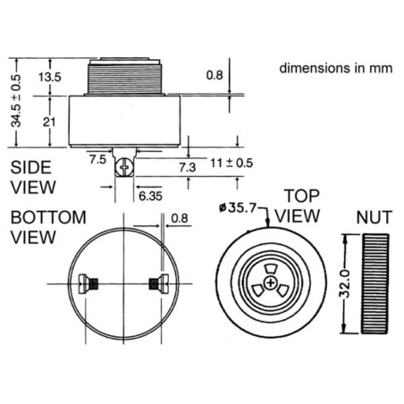 BUZZER A INTENSITE SONORE REGLABLE 3-24Vcc TYPE A VISSER - SON CONTINU