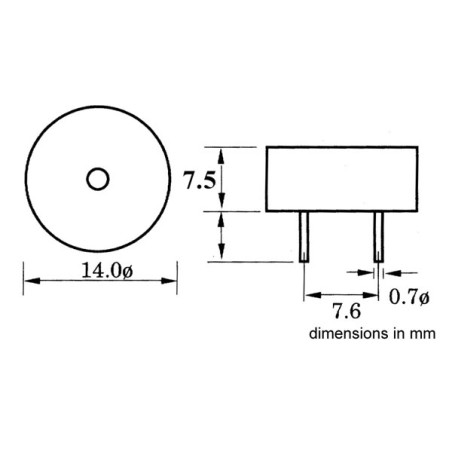 BUZZER ELECTRONIQUE MODELE ECONOMIQUE CI 3-16Vcc / 8mA TYPE CI