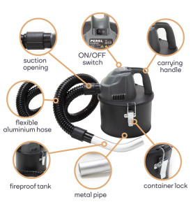 Mini aspirateur de cendres - 600W- 4L - avec tuyau flexible 0,3 m - PR