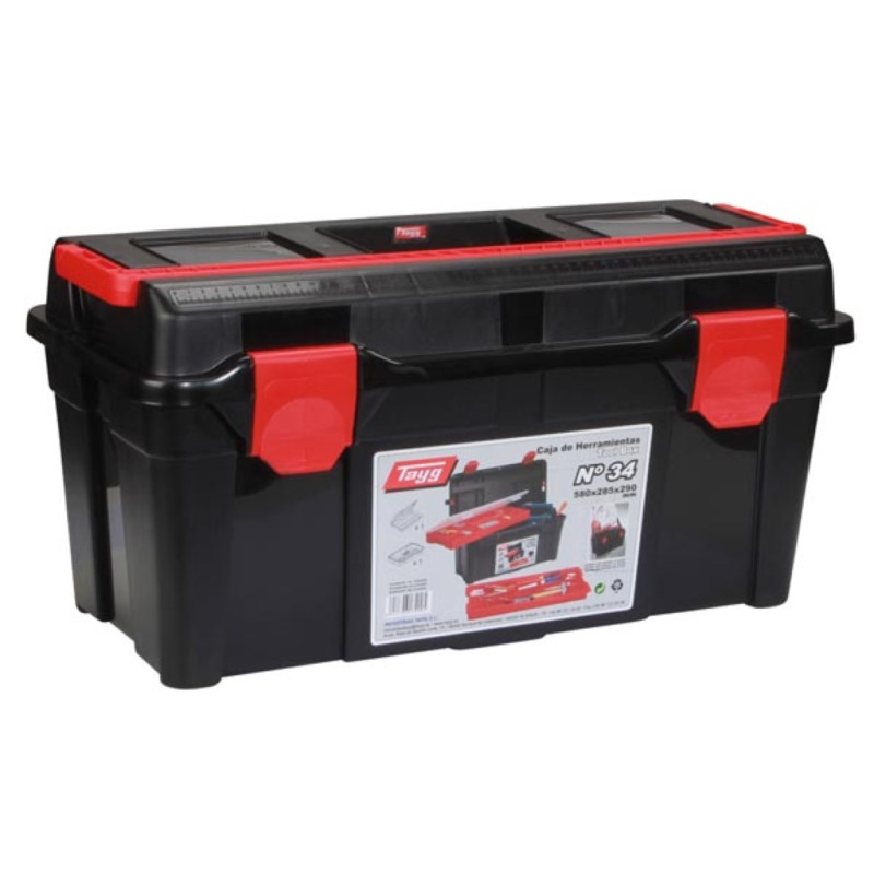 TAYG - Coffre à Outils - 580 x 285 x 290 mm - avec Plateau et Bac - 47,9 L