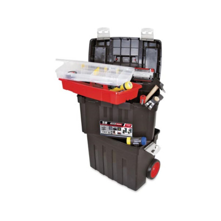 TAYG Caisse à outils sur roulettes avec plateau et boîte, 470x290x630 