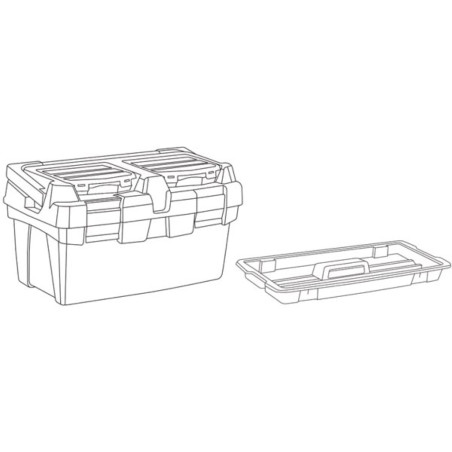 TAYG Boîte à outils avec plateau et 2 boîtes de rangement 600x305x295 mm, 53,9 L
