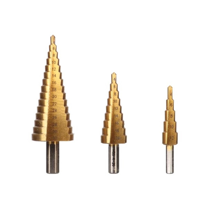 FORET ÉTAGÉ HSS - REVÊTEMENT EN TITANE - 3 pcs
