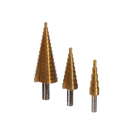 FORET ÉTAGÉ HSS - REVÊTEMENT EN TITANE - 3 pcs