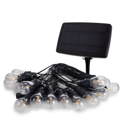 Solar LED - 15 m - 15 lampes blanc chaud - càble noir - PRL