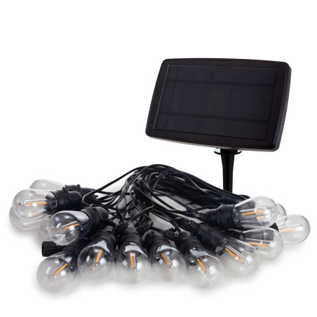 Solar LED - 15 m - 15 lampes blanc chaud - càble noir - PRL