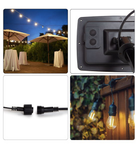 Solar LED - 15 m - 15 lampes blanc chaud - càble noir - PRL