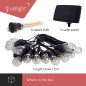 Solar LED - 15 m - 15 lampes blanc chaud - càble noir