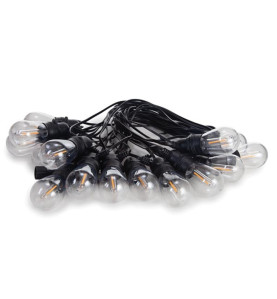 Solar LED - 15 m - 15 lampes blanc chaud - càble noir - PRL