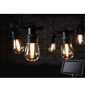 Solar LED - 15 m - 15 lampes blanc chaud - càble noir - PRL