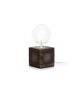 Pied de de lampe cubique - ciment noir - câble 150cm - interrupteur - 