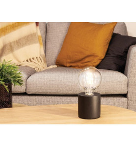 Pied de de lampe cylindrique - ciment noir - câble 150cm - interrupteu