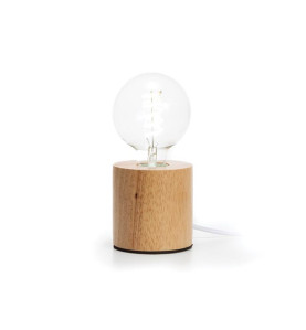 Pied de de lampe cylindrique - bois de chêne - câble 150cm - interrupt