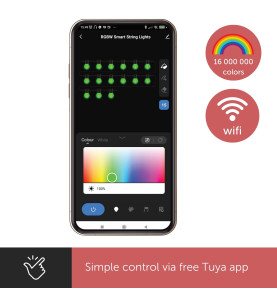 TUYA LED - 15 m - 15 lampes multicolores - càble noir - smart - Vellem