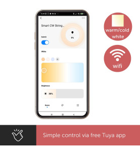 TUYA LED - 15 m - 15 lampes blanches - càble noir - smart - Velleman