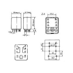 RELAIS HAUTE PUISSANCE 10A/24VCC-220VCA 2 x REPOS-TRAVAIL 12Vcc