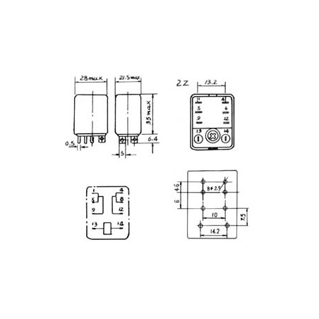 RELAIS HAUTE PUISSANCE 10A/24VCC-220VCA 2 x REPOS-TRAVAIL 12Vcc