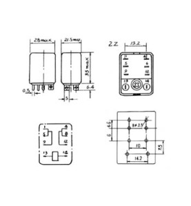RELAIS HAUTE PUISSANCE 10A/24VCC-220VCA 2 x REPOS-TRAVAIL 12Vcc - Vell