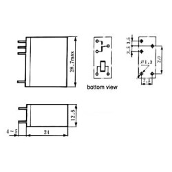 RELAIS VERTICAL 10A/30VCC-220VCA,1 x REPOS-TRAVAIL 12Vcc