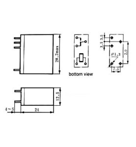 RELAIS VERTICAL 10A/30VCC-220VCA,1 x REPOS-TRAVAIL 12Vcc - Velleman