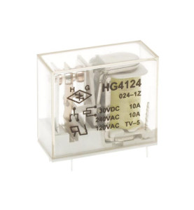 RELAIS VERTICAL 10A/30VCC-220VCA 1 x REPOS-TRAVAIL 24Vcc - Velleman