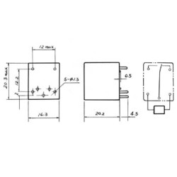 RELAIS STANDARD 15A/28VCC-125VCA 7A/220VCA 1 x REPOS-TRAVAIL 12Vcc