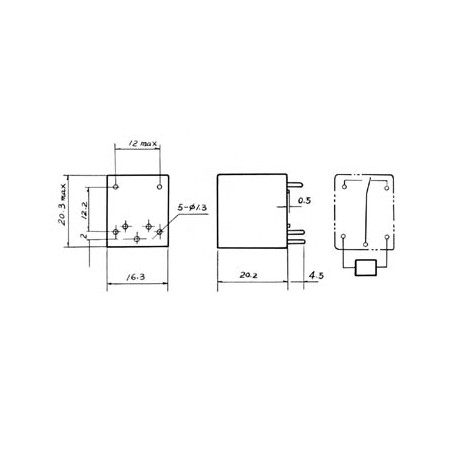 RELAIS STANDARD 15A/28VCC-125VCA 7A/220VCA 1 x REPOS-TRAVAIL 12Vcc