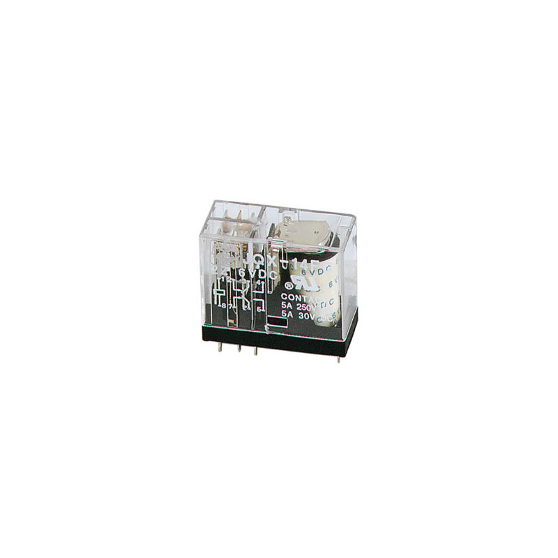 RELAIS VERTICAL 5A/30VCC-220VCA 2 x REPOS-TRAVAIL 12Vcc