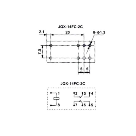 RELAIS VERTICAL 5A/30VCC-220VCA 2 x REPOS-TRAVAIL 24Vcc
