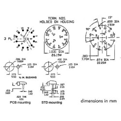 COMMUTATEUR ROTATIF 3 CIRCUITS / 4 POSITIONS - COSSES A SOUDER