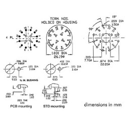 COMMUTATEUR ROTATIF 4 CIRCUITS / 3 POSITIONS - COSSES A SOUDER