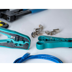 PINCE A SERTIR/COUPER POUR CONNECTEURS MODULAIRES 4P2C, 4P4C (RJ10), 6P4C (RJ11), 6P6C (RJ12), 8P8C (RJ45)