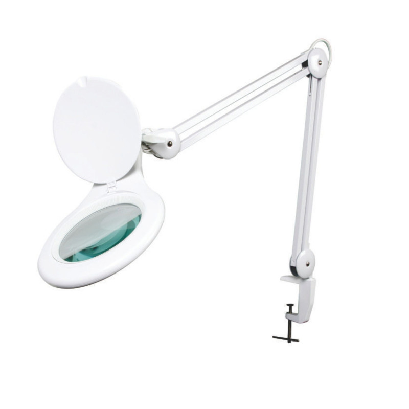 Lampe de travail de bureau à LED avec loupe - 5 dioptries - 4 W - 48 LED - blanc