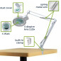Lampe de travail de bureau à LED avec loupe - 5 dioptries - 4 W - 48 LED - blanc