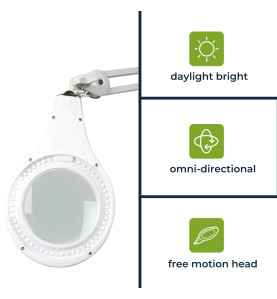 Lampe de travail de bureau à LED avec loupe - 8 dioptries - 8 W - 60 L