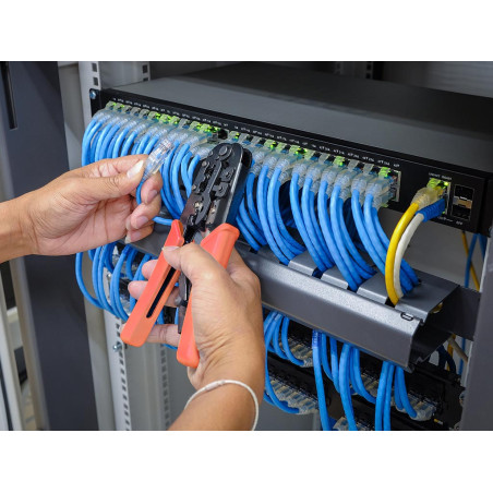 PINCE A SERTIR POUR CONNECTEURS MODULAIRES 6P4C (RJ11), 6P6C (RJ12), 8P8C (RJ45)