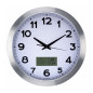 HORLOGE MURALE  EN ALUMINIUM AVEC ÉCRAN LCD ET THERMOMÈTRE, HYGROMÈTRE & PRÉVISIONS MÉTÉO - Ø 35 cm