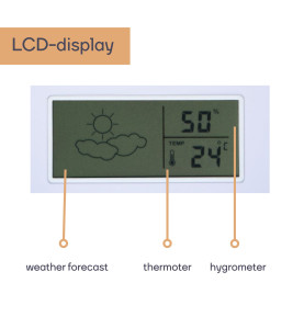 HORLOGE MURALE  EN ALUMINIUM AVEC ÉCRAN LCD ET THERMOMÈTRE, HYGROMÈTRE