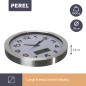 HORLOGE MURALE  EN ALUMINIUM AVEC ÉCRAN LCD ET THERMOMÈTRE, HYGROMÈTRE & PRÉVISIONS MÉTÉO - Ø 35 cm