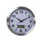 HORLOGE MURALE  EN ALUMINIUM AVEC ÉCRAN LCD ET THERMOMÈTRE, HYGROMÈTRE & PRÉVISIONS MÉTÉO - Ø 35 cm