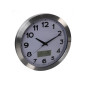 HORLOGE MURALE  EN ALUMINIUM AVEC ÉCRAN LCD ET THERMOMÈTRE, HYGROMÈTRE & PRÉVISIONS MÉTÉO - Ø 35 cm