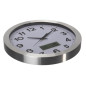HORLOGE MURALE  EN ALUMINIUM AVEC ÉCRAN LCD ET THERMOMÈTRE, HYGROMÈTRE & PRÉVISIONS MÉTÉO - Ø 35 cm