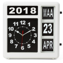 HORLOGE MURALE À CHIFFRES SAUTANTS AVEC CALENDRIER - 31 x 31 cm - NÉER