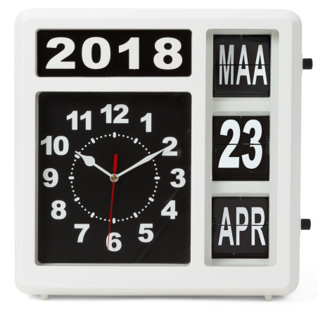 HORLOGE MURALE À CHIFFRES SAUTANTS AVEC CALENDRIER - 31 x 31 cm - NÉER