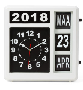 HORLOGE MURALE À CHIFFRES SAUTANTS AVEC CALENDRIER - 31 x 31 cm - NÉER