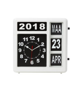 HORLOGE MURALE À CHIFFRES SAUTANTS AVEC CALENDRIER - 31 x 31 cm - NÉER