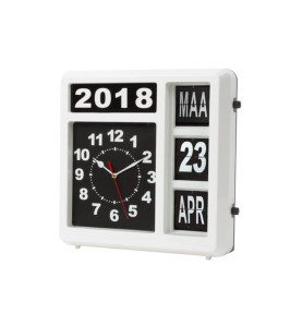 HORLOGE MURALE À CHIFFRES SAUTANTS AVEC CALENDRIER - 31 x 31 cm - NÉER