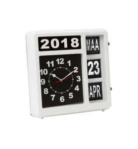 HORLOGE MURALE À CHIFFRES SAUTANTS AVEC CALENDRIER - 31 x 31 cm - NÉER